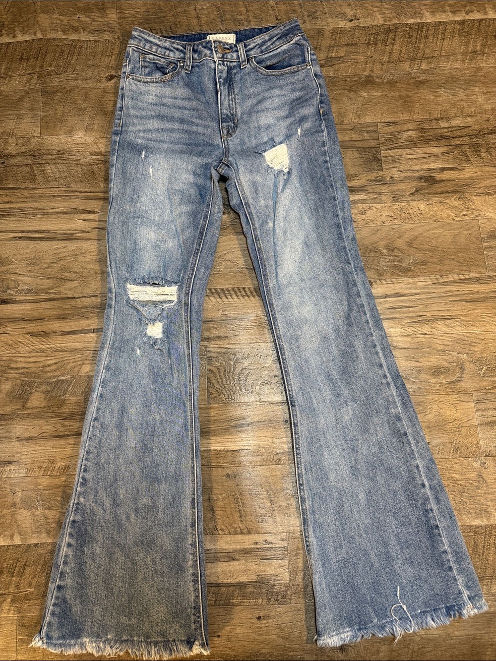 Harper Heritage Light Blue Distressed High-Rise Flare Jeans - Size 26